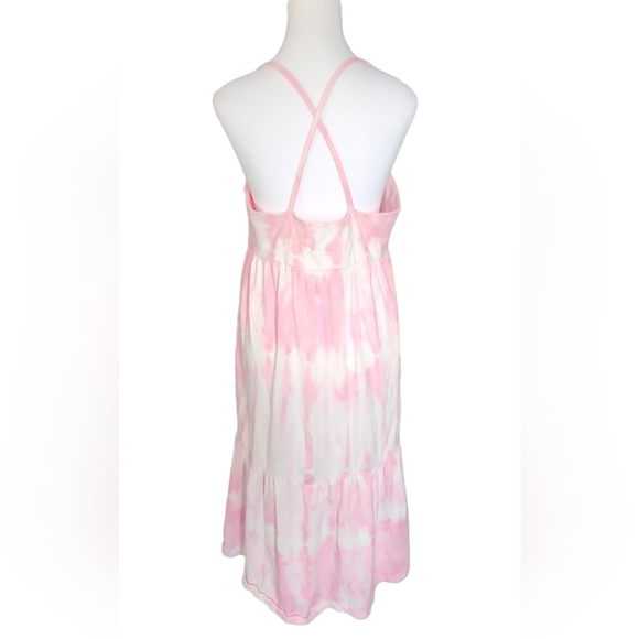 GAP Pink White Tie-Dye Midi Spaghetti Strap Babydoll Dress 100% Cotton PTP:18.5" - Picture 2 of 6